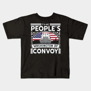 PEOPLES CONVOY US FLAG WASHINGTON DC 2022 WHITE LETTERS Kids T-Shirt